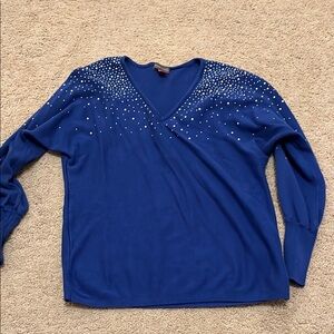 Elegant Blue Women's Top with Embellishments